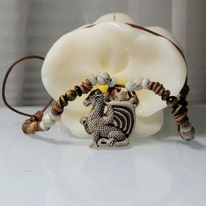 Tiger Eye Jade and Jasper Dragon Bottle Necklace